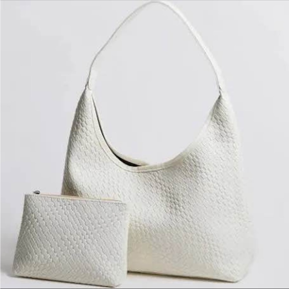 Elegant White Textured Women's Bag Set